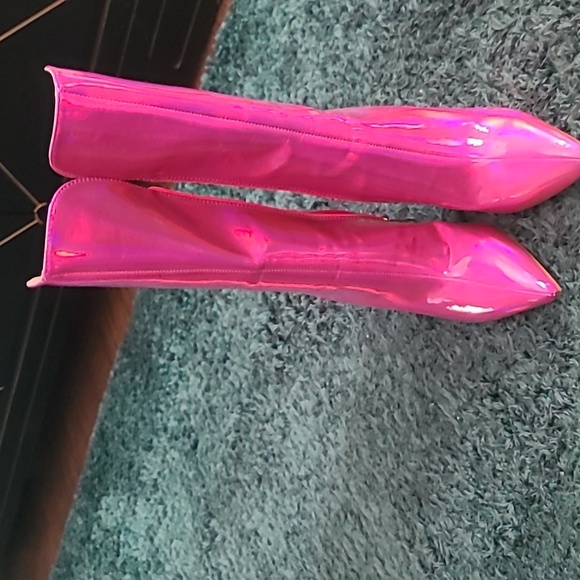Vibrant Pink Heeled Boots for Women - Picture 4 of 7